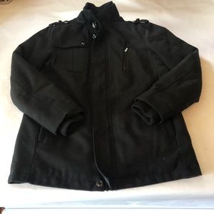 Helix black full zip pea coat men’s M
